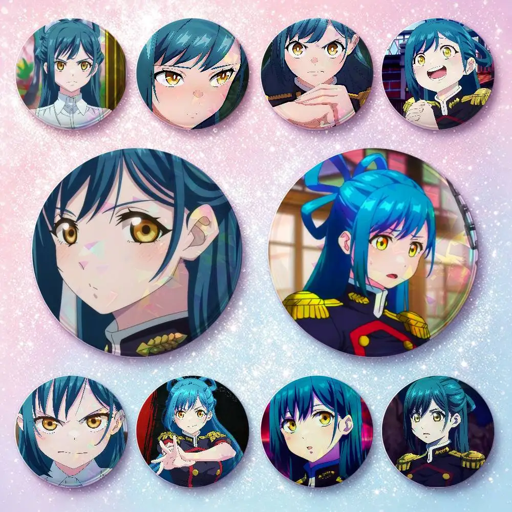 Himari Azuma Anime Figure Badges Button Round Creative Pin Brooch Badge Bag Decor Accessories Fans Collect Friends Gifts