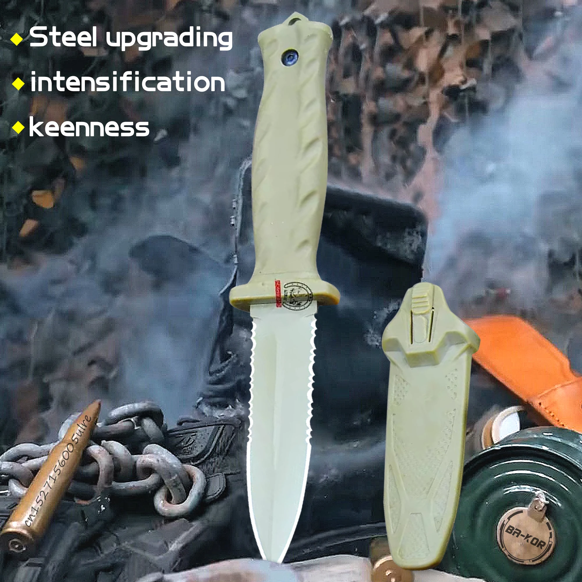 

DEHONG Fixed Blade Knife Steel Fiberglass Handle ABS Sheath Hunting Knife Survival Camping Knives Outdoor tool Dropship