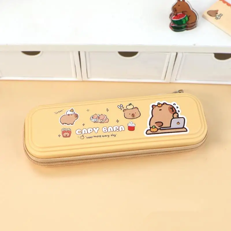 Large Capacity Capybara Pencil Case Wide Opening Pencil Storage Bag Creative Bear Multi-functional Stationery Storage Pouch