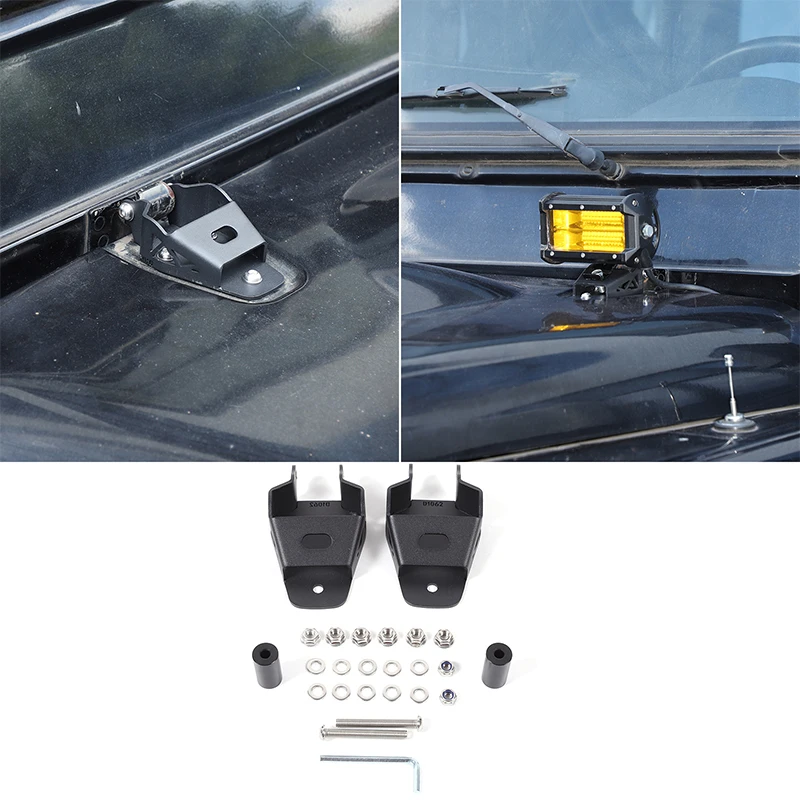 

2Pcs Carbon Steel Black For Land Rover Defender 90 110 2004-2018 Car Cover Hinged Spotlight Bracket Accessories (Replacement)