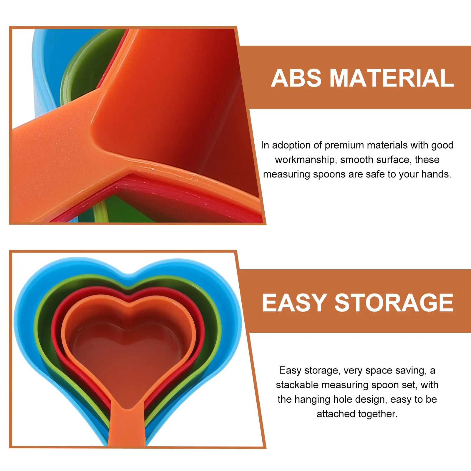 

4Pcs Heart Shape Plastic Measuring Spoons Stackable Cooking Baking Cups for Liquid Dry Ingredients Easy Storage