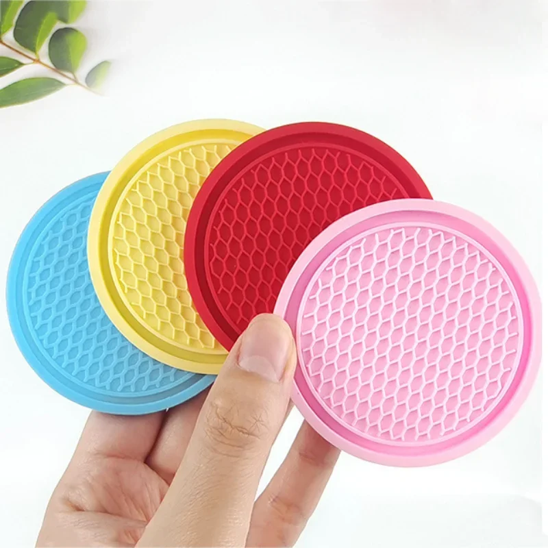 Car Coaster Anti-Slip Silicone Water Cup Pad Car Interior Bottle Cup Mat Cup Holder Pad Decor Auto Accessories