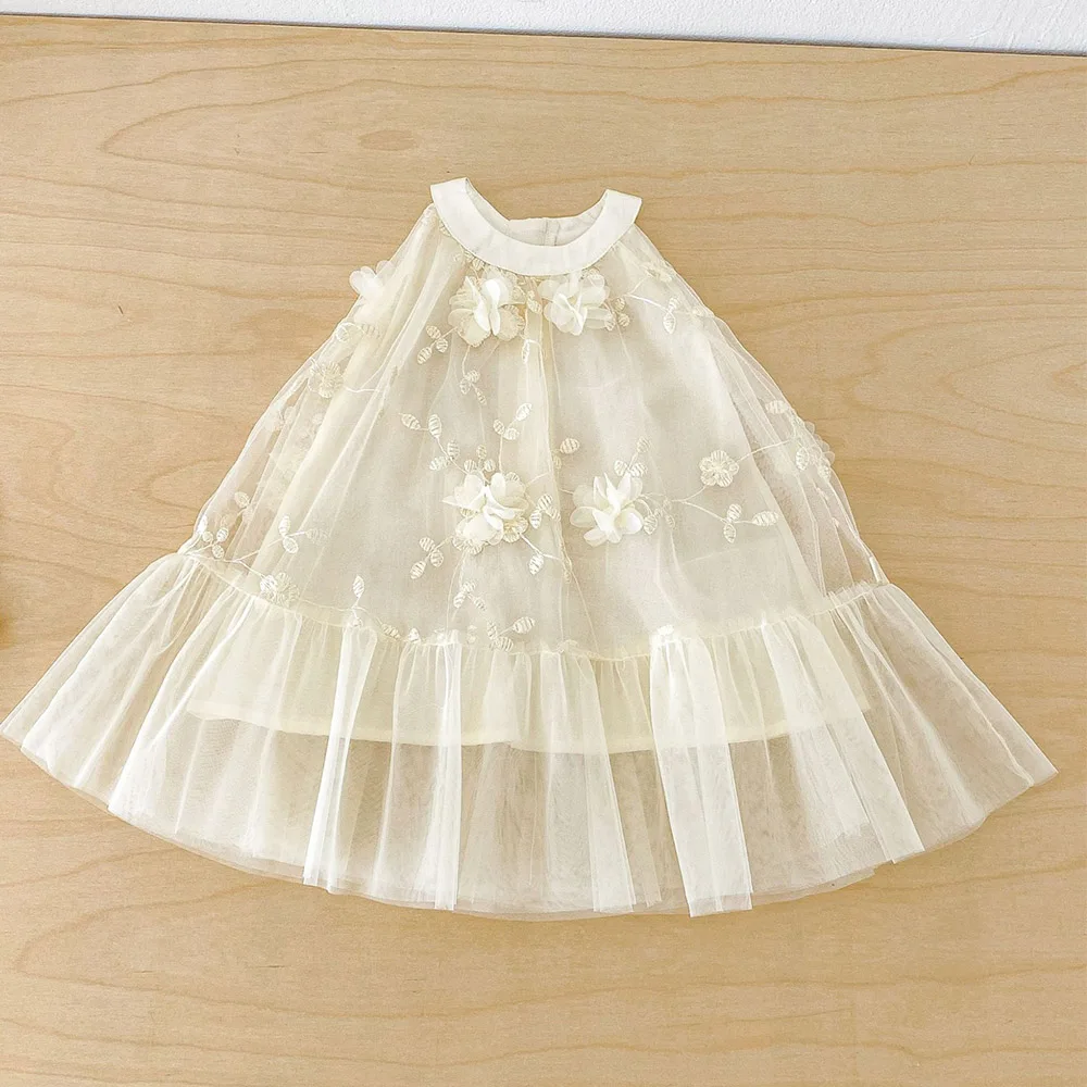 

Girls' Princess Dress Sleeveless Mesh Patchwork Summer Children Clothing Princess Birthday Kids Dresses