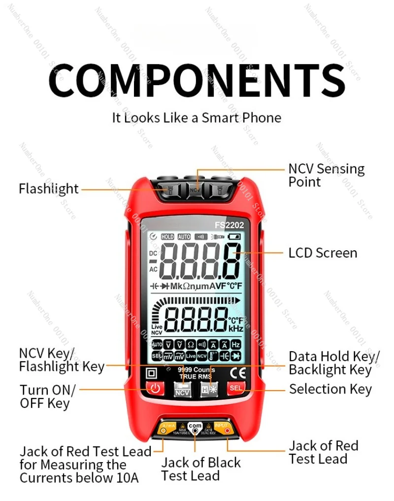 Electrician's multimeter with backlight - digital multimeter for electrical work