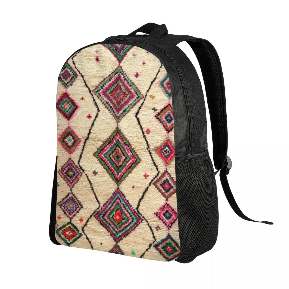 Moroccan Berber Rug Boho Style Travel Backpack School Laptop Bookbag Antique Bohemian Geometric College Student Daypack Bags