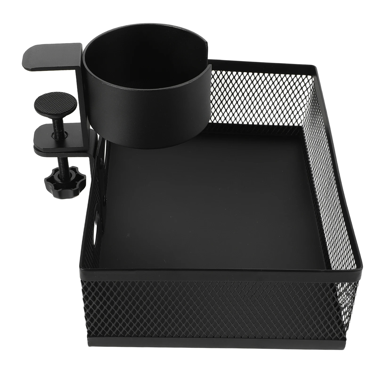 

Multifunctional Under Desk Storage Basket Blue Metal Mesh Hidden No Drill Office ganizer for Cups Stationery Small Items Wire