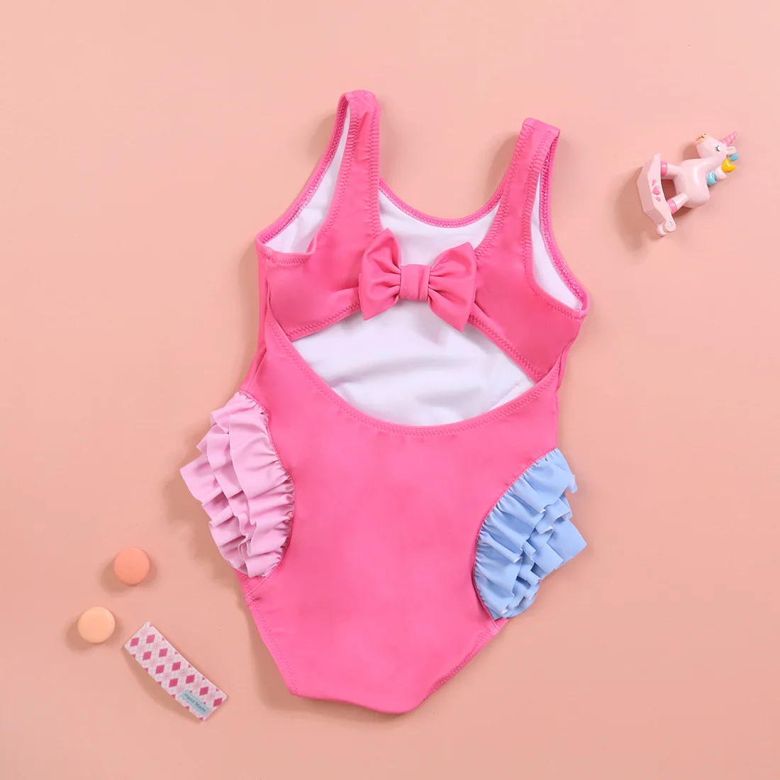 NOVO Baby Girls Swimwear Bonito Swan Pirnt Verão Crianças Menina Swimsuit One Piece Maiô Beachwear Para 3-7T Crianças