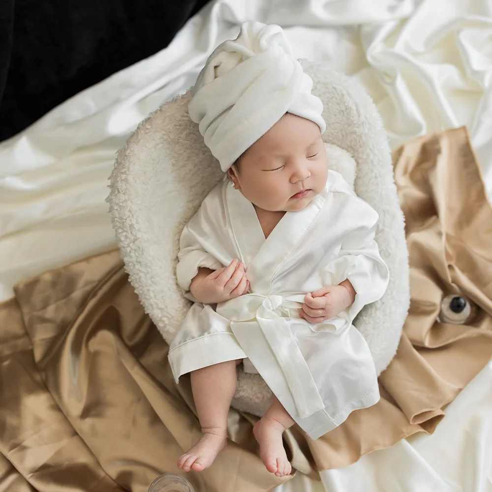 Newborn Photography Clothes Bathrobe Pajamas Baby Costume Bath Clothes Set Studio Spa Party Creative Theme Photo Props Accessory