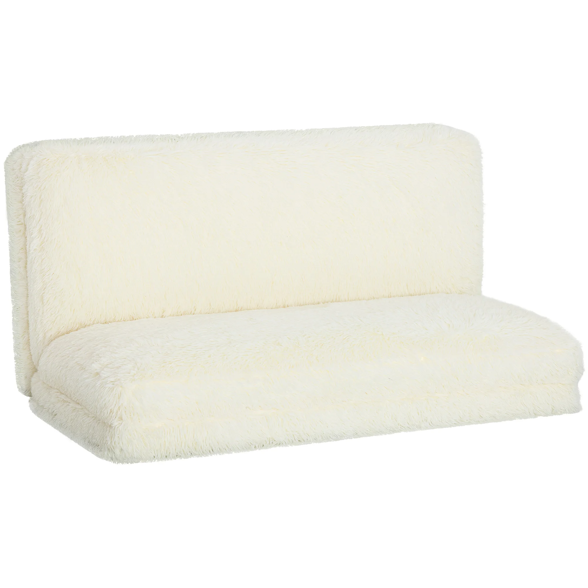 Homcom Bean Bag Chair Floor Sofa Bed for Adults, Thick Long Folding Sofa Bed 54 X102 In, Wall Couch Sleeper Chair Floor Mattress for Living Room, Cream White