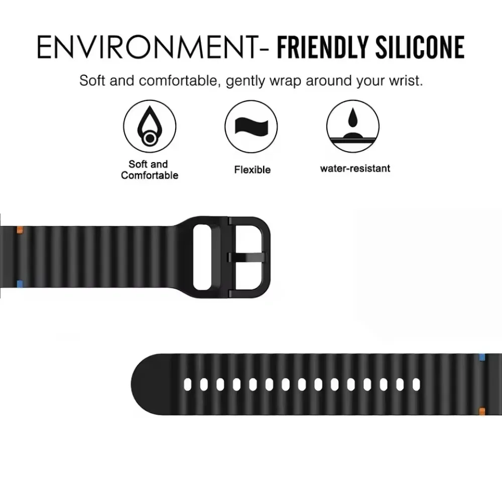 18/20/22mm Wave Silicone Strap for Huawei Watch GT Runner 2/Ultimate 2/GT6-5-4 Breathable Correa for Amazfit Active 3-2-Max Belt