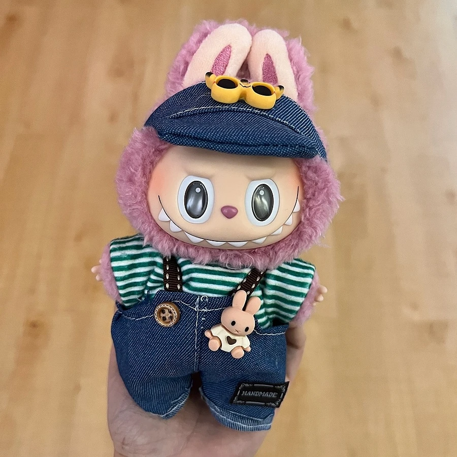 

For/clothe 17cm Labubu Clothes V1v2v3 Denim Doll Clothes Labubu Vinyl Doll Clothes Replacement Set For Changing Doll Clothes