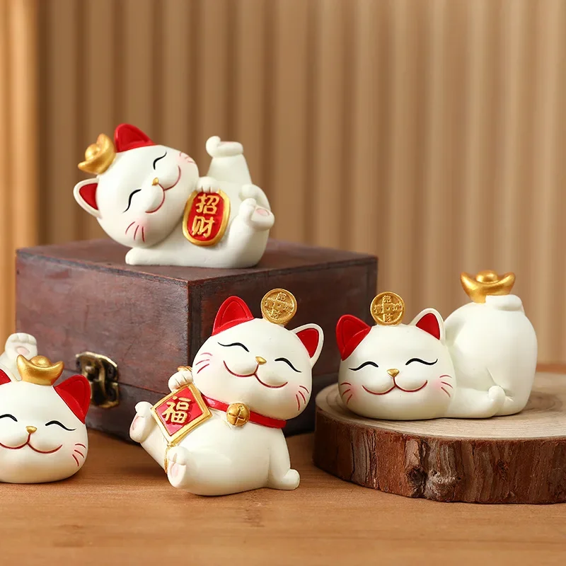 Balloon Lucky Cat Home Furnishing Office Desktop Entrance Housewarming Decoration Festive Gift Crafts Figurines Miniatures