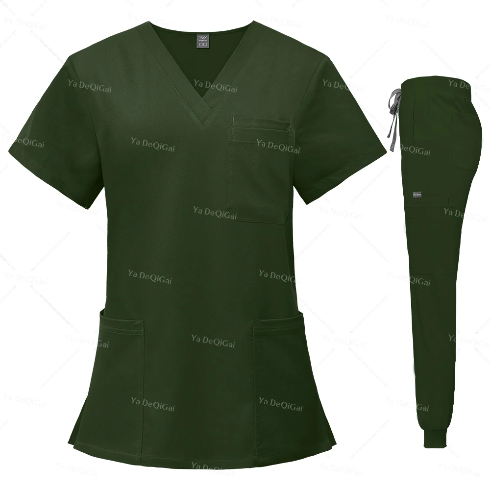 

Hot Sale Anti Wrinkle Washable Soft Fabric Nurse Uniforms Scrubs Blouse Hospital Uniform Medical Scrub T-shirts Women Jogger Top