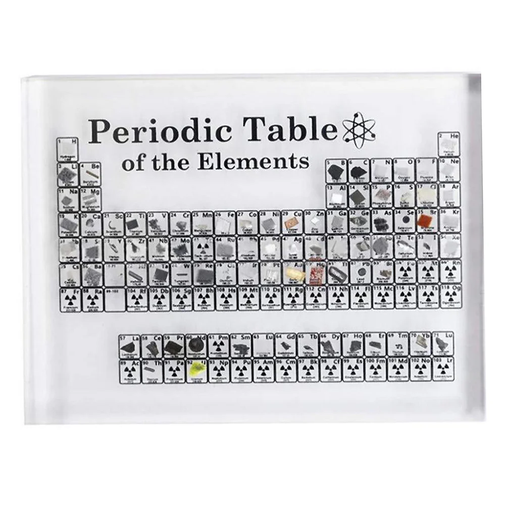 

Acrylic Periodic Table With Real Elements Letter Decoration Kids Teaching School Display Chemical Elements Home Decor Promotion