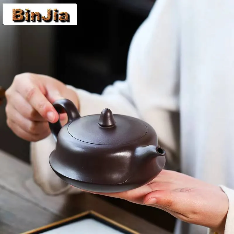 

370 мл эстетические чайники из фиолетовой глины Исин, гладкий парусный горшок ручной работы, чайник из сырой руды, грязевой чайник, набор Zisha, посуда, принадлежности для рукоделия