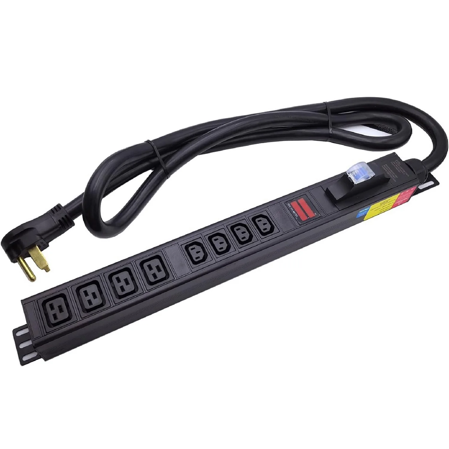 Data Center 240V 50Amp Server Cabinet L6-50P 8 Outlets IEC 4 bit C13+4 bit C19 Meter PDU Aluminum Alloy Rack Type Power Socket