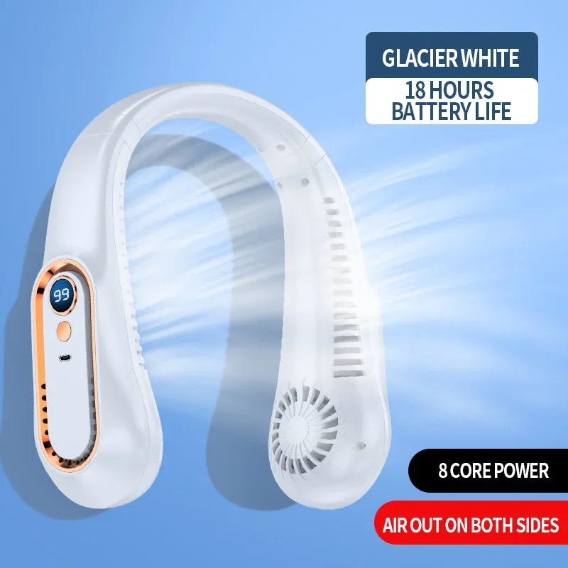 Охлаждающий безлопастной вентилятор; Мини сверхдлительный срок службы; Портативный; Тихий вентилятор для ленивых; USB-зарядка; Студенческий спортивный офисЦифровой дисплей