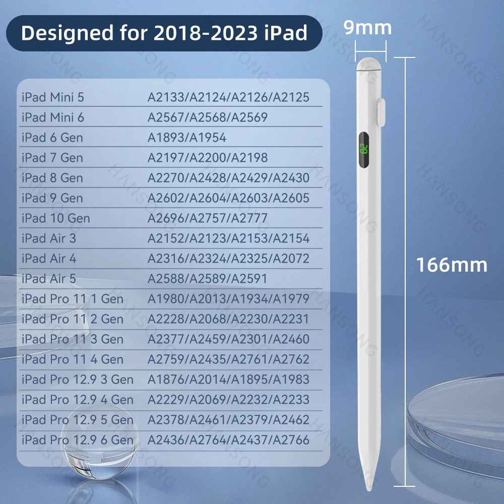 For Apple iPad Pencil with Palm Rejection For iPad Pro 12.9 11 Air 5 4th iPad 6 7 8 9 10th mini 6 5 2018-2023 Pencil Accessories