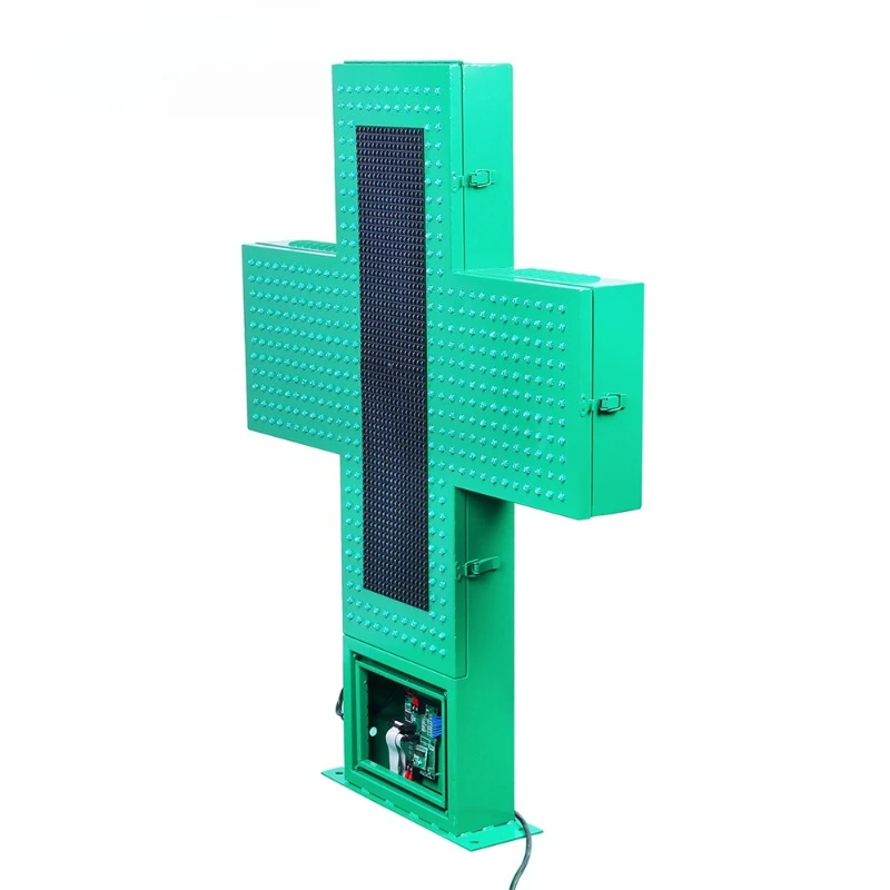 LED light box outdoor double-sided outdoor display date time temperature LED cross screen 80x80cm