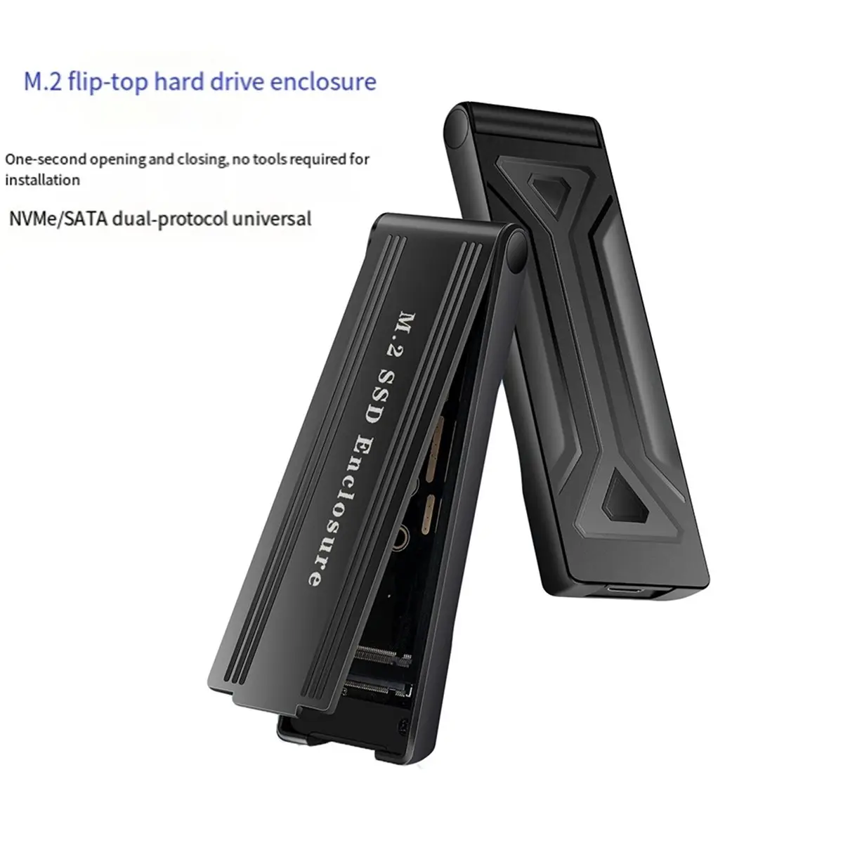 Digital Essentials Neue Flip M2 Solid-State-Laufwerksbox NVME Dual-Protokoll Notebook SSD Mobile Festplattenbox Typ-C