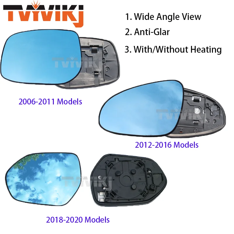 

TVYVIKJ 1 pair Side Rearview Mirror Blue Glass Lens For Toyota Camry 2006-2020 Wide Angle View anti glare heated/no heated