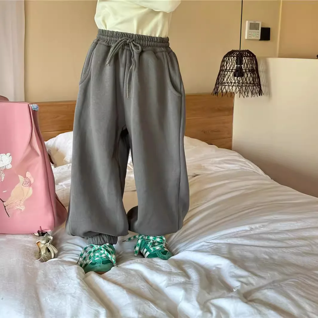 2025 Winter New Children's Clothing Children's Sweatpants Loose Version Casual Integrated Sweatpants