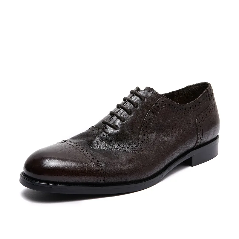 Soft Cowhide Mens Dress Shoes Luxury Handmade Quality Comfortable 2026 Autumn British Style Elegant Brogues Social Shoes Man