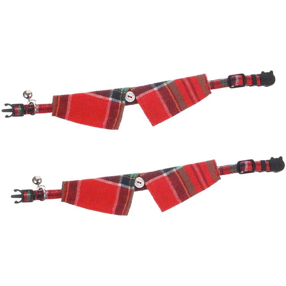 

2 Pcs Bow Tie Cat Collar Decorative Pet Collars for Cats Neck Adjustable with Bell Cloth Accessories