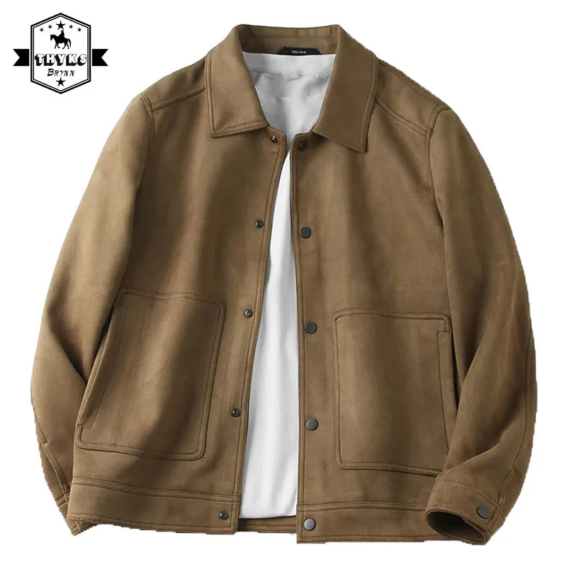 

Men's Retro Casual Laple Jacket High-quality Wear-resistant Single Breasted Cargo Coats Male Japanese Solid Simple Jacket Autumn