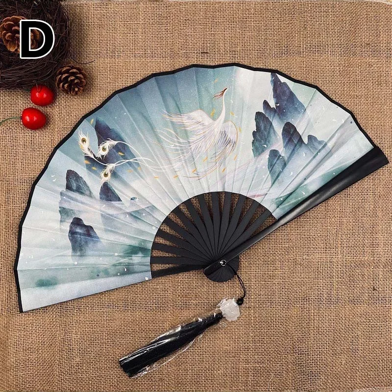 Abanico chino clásico de doble cara, accesorios Hanfu femeninos, abanico plegable, artesanía de decoración del hogar