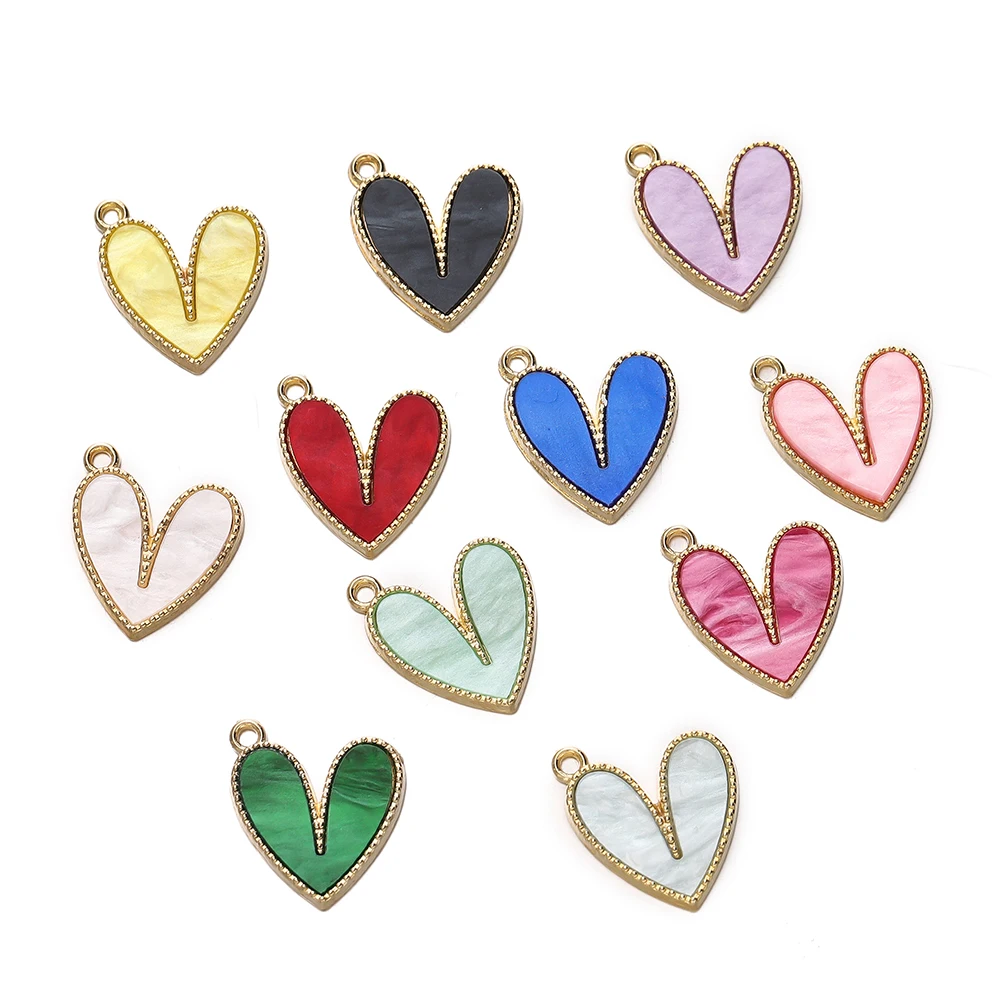 10pcs/lot Alloy Heart-shaped Imition Shell Alloy Pendants Necklace Small Charm For DIY Jewelry Making Crafts Supplies Findings