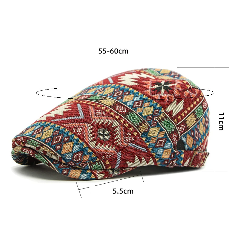 Women's Colorful Patterned Beret Hat Stylish Seasonal Polyester Beret Cap for Female 55-60cm Jacquard Craft Design Beret