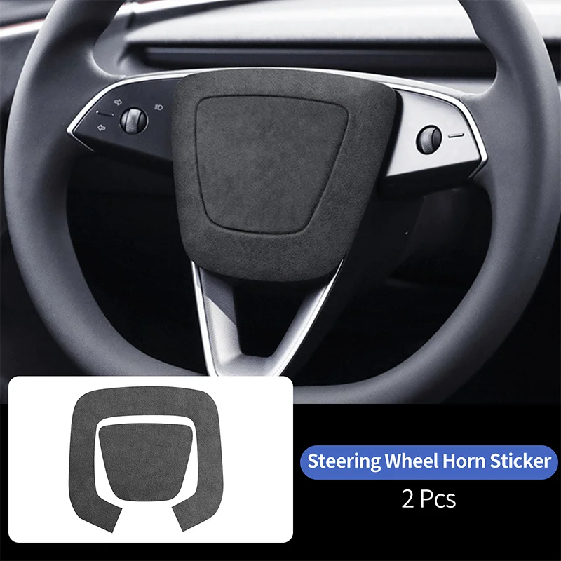 Suede Steering Wheel Panel Horn Button Trim Sticker for Tesla Model 3 Highland 2024 Model Y Juniper 2025 Car Interior Accessorie view 6