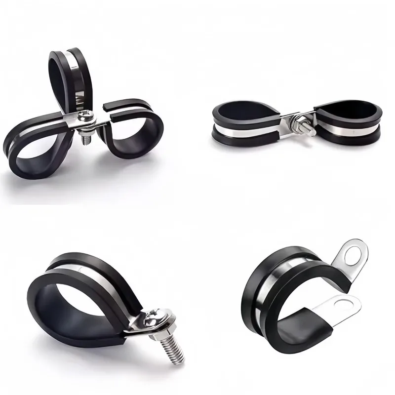 18 pcs M6 Stainless Steel Hose Clips for Hydraulic Hose Fixing, Rust Resistant Anti-Corrosion, Stainless Steel Body