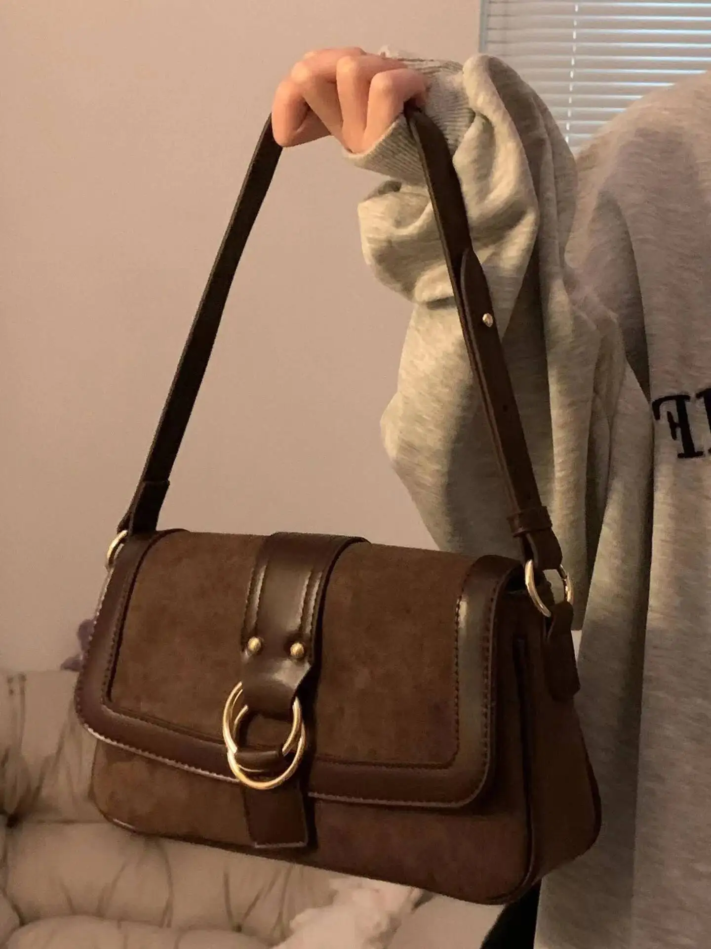 

Bloom Vintage Brown Handbags Women Spring Casual Designer Bag Ladies Large Capacity Haruku Aesthetic Bolso Mujer