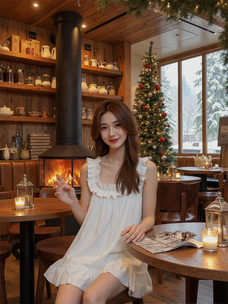 เดรสผู้หญิงสไตล์ชิคสำหรับฤดูหนาวและฤดูร้อน ทรงหลวม มินิเดรส หวาน เซ็กซี่ ผ้าฝ้าย ผ้าซาตินเนื้อบาง คอ halter ทรงเข้ารูป ทรงกระโปรงบาน ทรงเพรียวบาง สไตล์ preppy