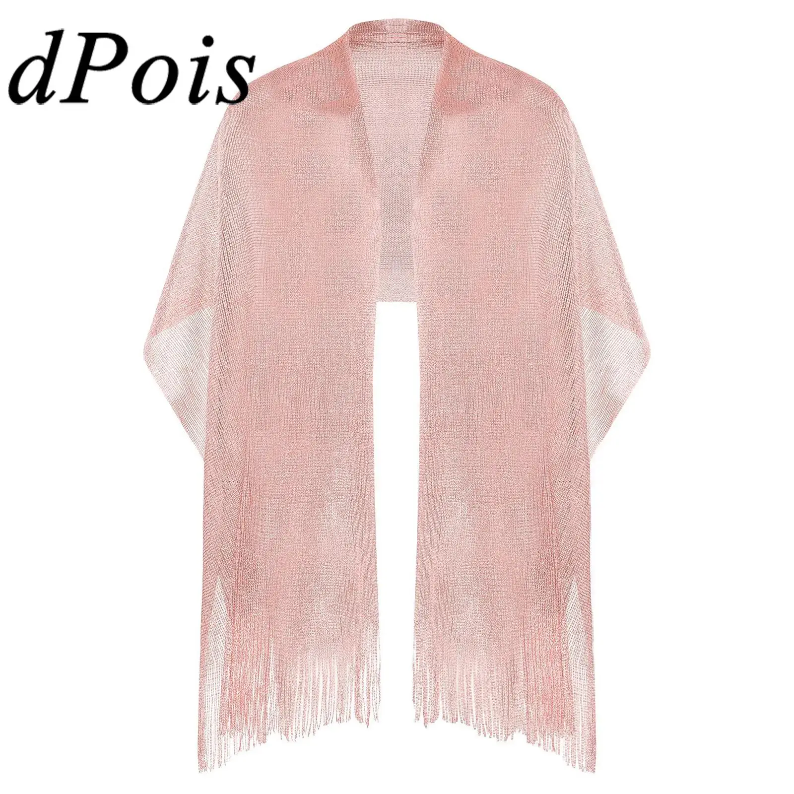 Womens Shiny Tassel Shawl Wrap Elegant Woman Shoulder Wraps for Evening Party Casual Wedding Bride Bridesmaid Dress Accessories