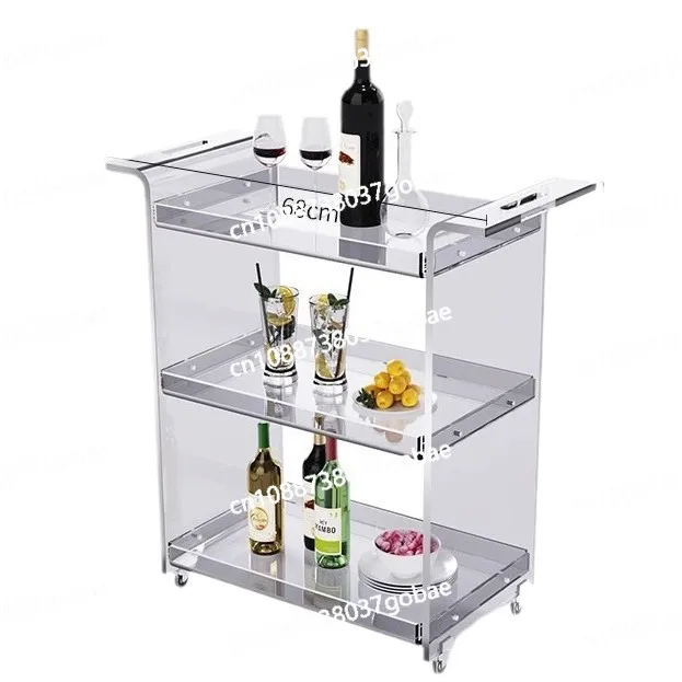 

Movable cart rack transparent acrylic multi-layer simple storage rack living room sofa