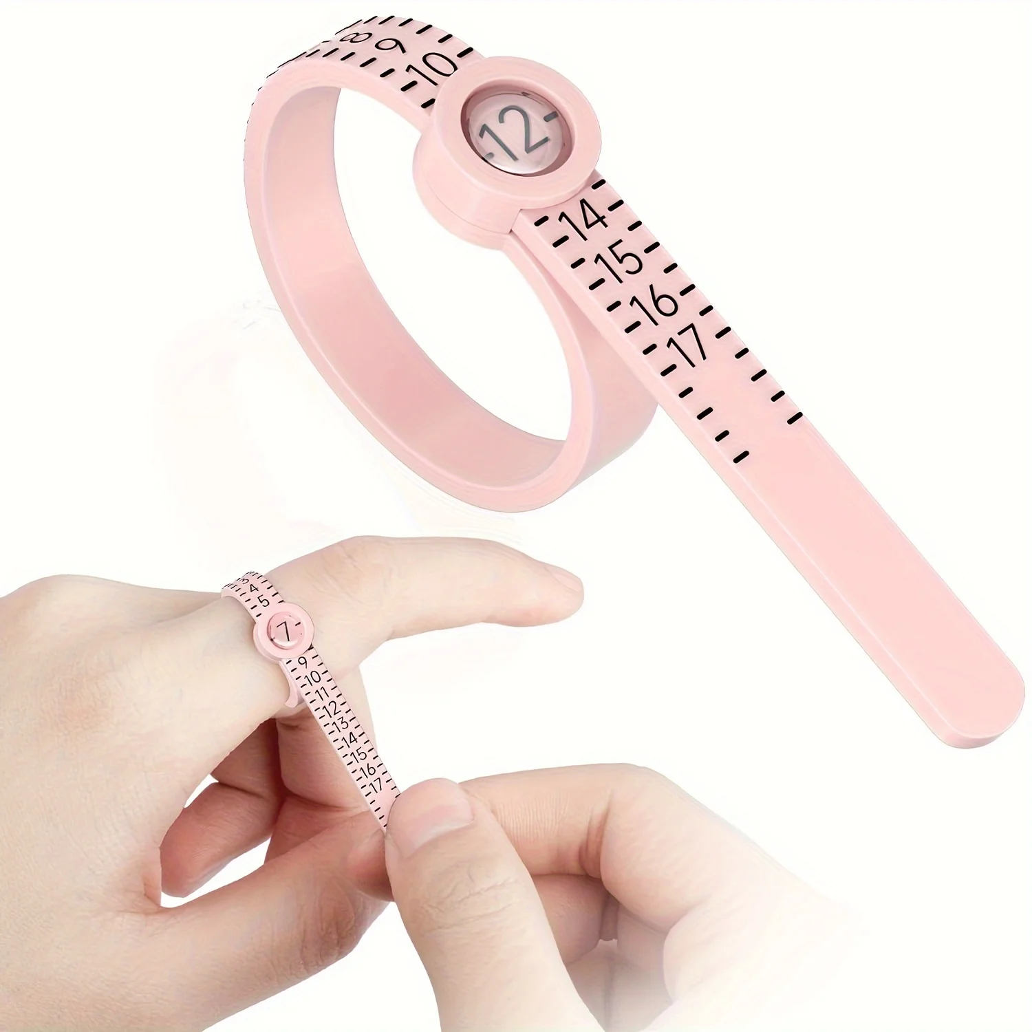 Ring Sizer 1-17 REIDEA Measuring Tool with Magnified Glass, Reusable Finger Size Gauge Jewelry Sizing Tool USA Rings Size