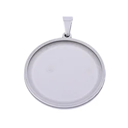 onwear 5pcs/lot stainless steel 25mm 30mm 35mm cabochon base setting round blank bezel pendant trays for jewelry necklace making
