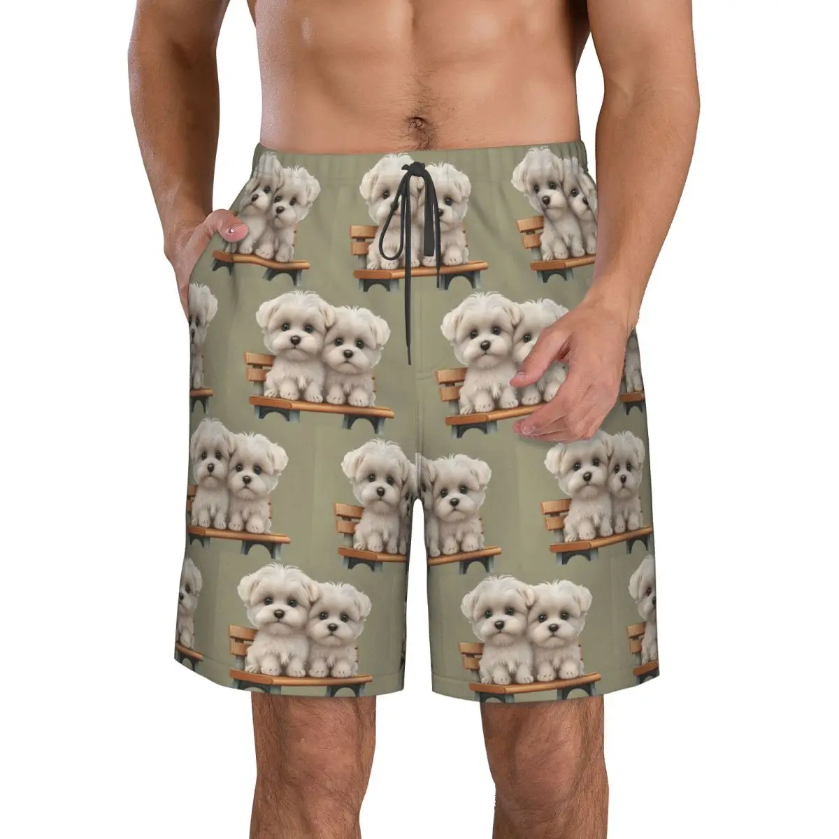 Border Collie Pet Dog Trunks Beach Board Shorts Casual Quick Dry Swimming Summer Men Pants