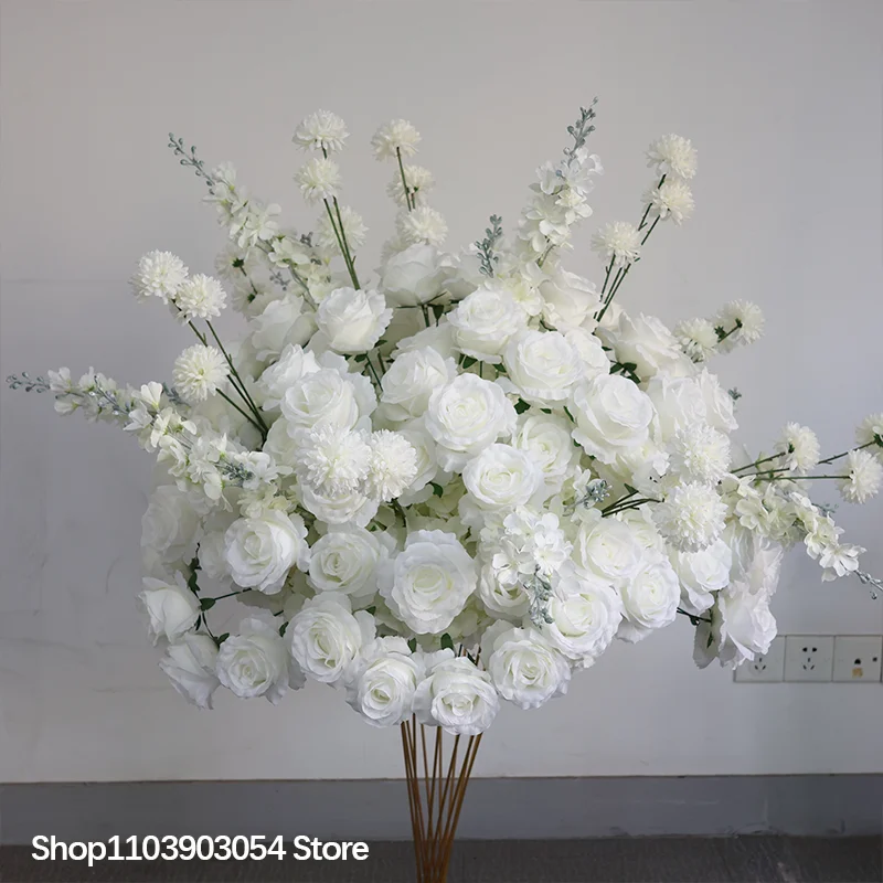 Künstliche Blumen, dichte Nebelgras-Serie, luxuriöse weiße Rosen, Hochzeitsdekoration, Blumenkugeln, großartige Party, Tischdekoration für Zuhause, Requisiten – Detail 2
