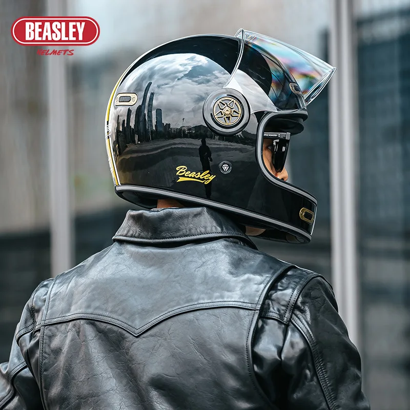 Casco moto nuovo prodotto casco intero retrò in fibra di vetro calore invernale casco da ciclismo universale per tutte le stagioni