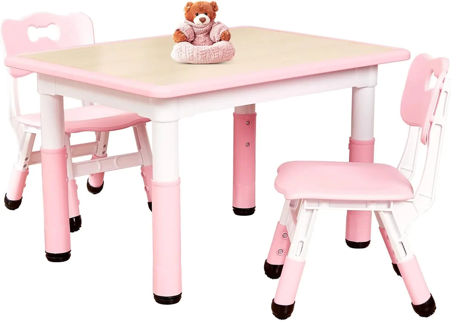 

Kids Table and 2 Chairs Set for Ages 3-8, Height Adjustable Toddler Table and Chair Set, Easy to Wipe Arts & Crafts Table, for C