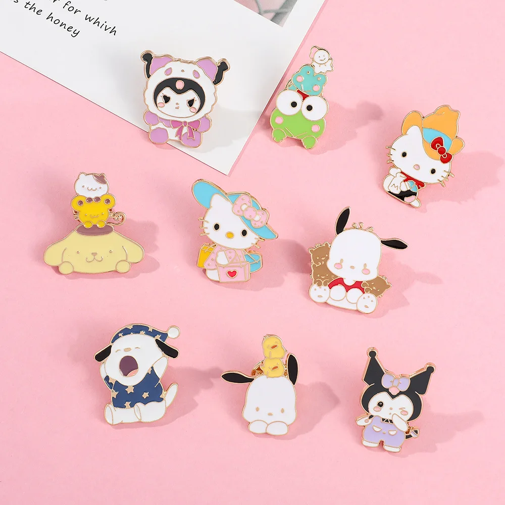 Sanrio Hello Kitty bros aksi lucu tokoh Anime Cinnamoroll Pochacco Kuromi ransel ornamen logam mainan hadiah anak-anak