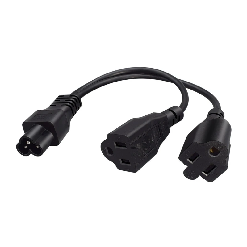 Y Shaped Power Splitter Connector Cord IEC320 Male To NEMA 2X 5-15R Female 30Cm