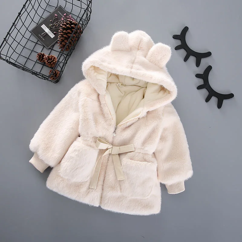 Girls' coat autumn and winter fur coat fleece thickened children's mink fleece foreign gas new fluff warm coat