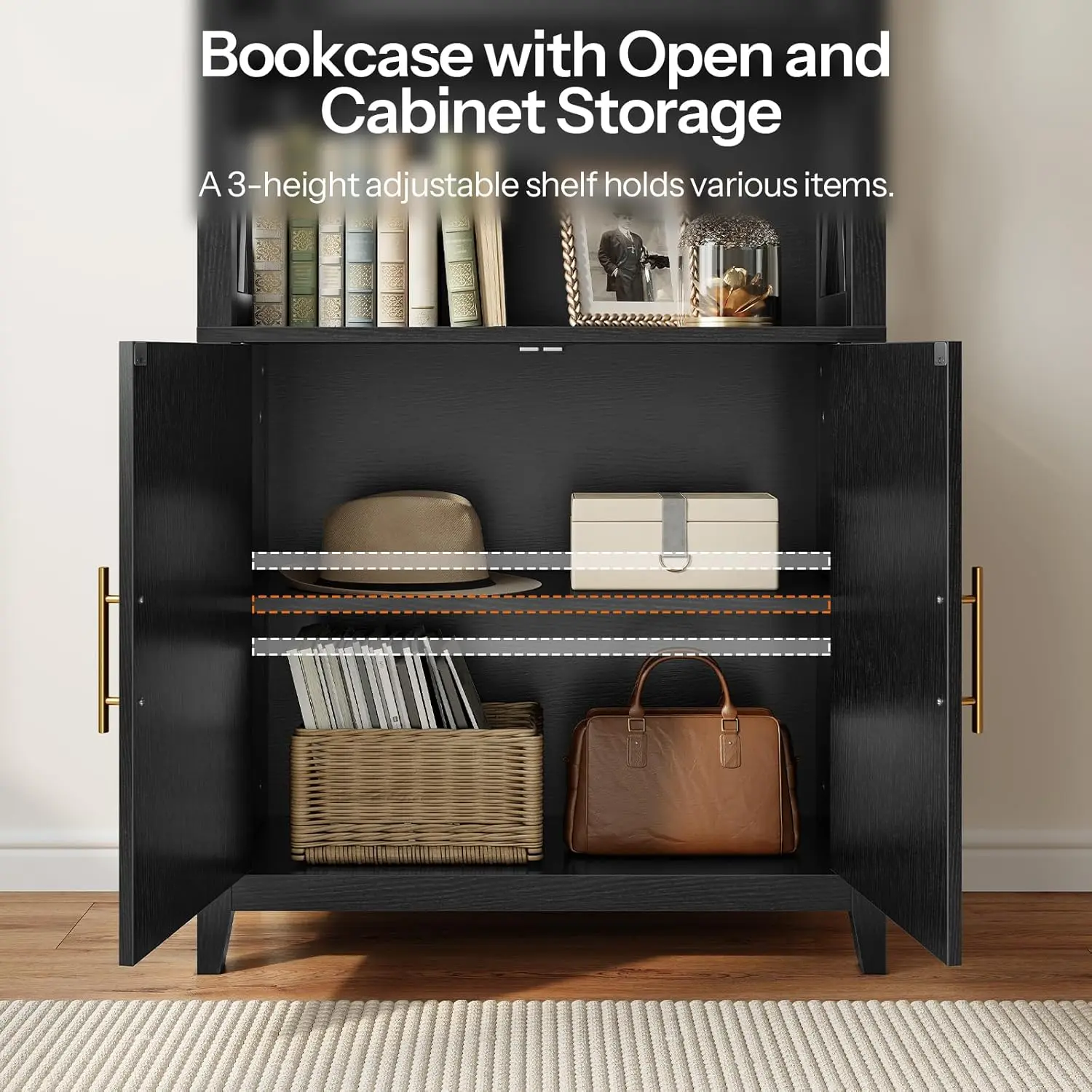 farmhouse wooden media storage cabinet for home office