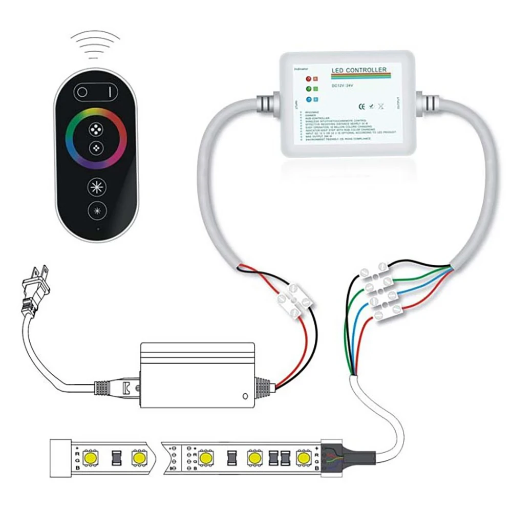 Contrôleur LED DC12-24V Radio Sans Fil Morte Presse Colorée Télécommande RVB Barre Lumineuse