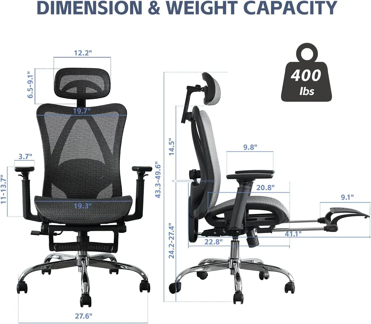 Ergonomic Office Chair, SGS Certified Gas Cylinder, 400 LBS Capacity,Office Chair with Adjustable Lumbar Support